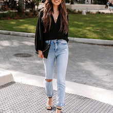Laden Sie das Bild in den Galerie-Viewer, Lässige Bequeme Bluse mit V-Ausschnitt