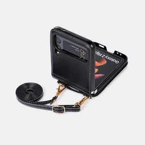 Handyhülle für Samsung Z Flip 3/4/5 Umhängetasche aus Leder mit Klappe
