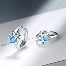 Laden Sie das Bild in den Galerie-Viewer, Süße Katzenkralle blaue Zirkonia Diamantohrringe