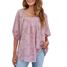Laden Sie das Bild in den Galerie-Viewer, Süßes T-Shirt aus Chiffon mit quadratischem Ausschnitt