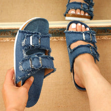 Laden Sie das Bild in den Galerie-Viewer, Sommerliche Einfarbige Sandalen Mit Schnalle