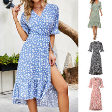 Laden Sie das Bild in den Galerie-Viewer, Neues Damenkleid aus Chiffon mit Rüschen