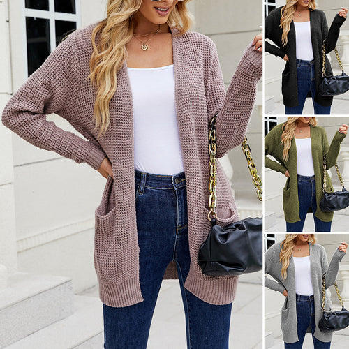 Mittellanger Einfarbiger Strickpullover