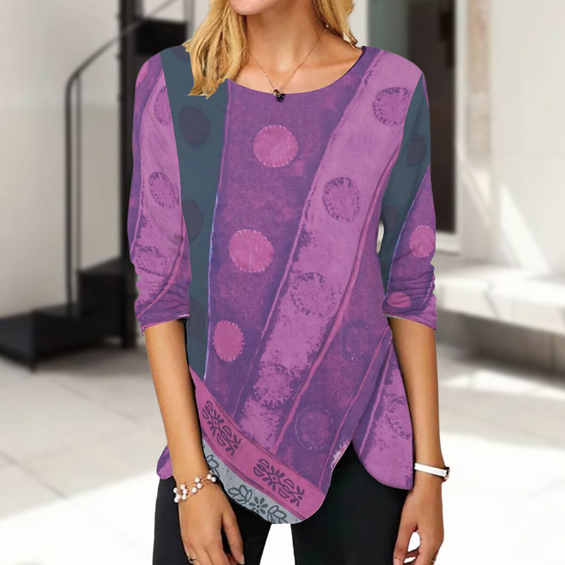 Langarm-T-Shirt mit ethnischem Aufdruck