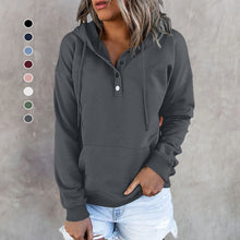 Laden Sie das Bild in den Galerie-Viewer, Langärmliges Lockeres Lässiges Sweatshirt mit Kordelzug