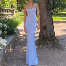 Laden Sie das Bild in den Galerie-Viewer, Sexy rückenfreies langes Kleid mit Blumenmuster für Damen