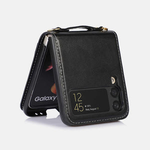 Handyhülle für Samsung Z Flip 3/4/5 Umhängetasche aus Leder mit Klappe