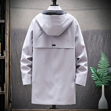 Laden Sie das Bild in den Galerie-Viewer, Mittellanger Trenchcoat mit Kapuze