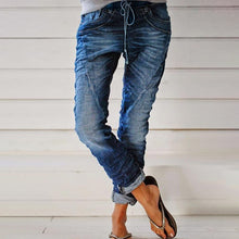 Laden Sie das Bild in den Galerie-Viewer, Gekräuselte Jeans mit Kordelzug