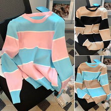 Laden Sie das Bild in den Galerie-Viewer, Langärmliger Gestreifter Strickpullover