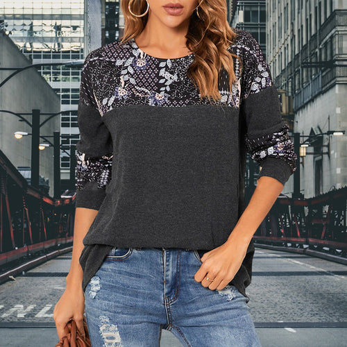 Bedrucktes Langarm-T-Shirt für Damen