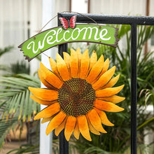 Laden Sie das Bild in den Galerie-Viewer, Vintage Metall Sonnenblume Willkommensschild Dekoration