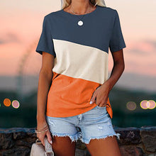 Laden Sie das Bild in den Galerie-Viewer, Lockeres lässiges kurzärmeliges T-Shirt mit Rundhalsausschnitt für Damen