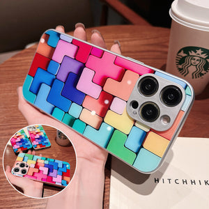 3D-Glashülle mit quadratischem Muster für iPhone