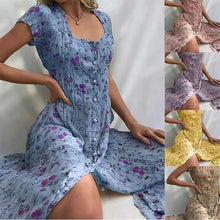 Laden Sie das Bild in den Galerie-Viewer, Beliebtes modisches Blumenkleid mit Knöpfen