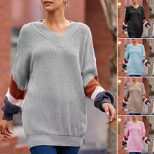 Laden Sie das Bild in den Galerie-Viewer, Strickpullover mit V-Ausschnitt und Ballonärmeln