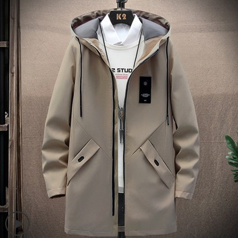 Mittellanger Trenchcoat mit Kapuze