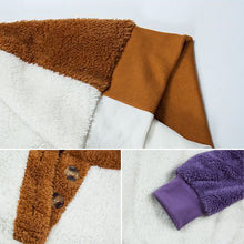 Laden Sie das Bild in den Galerie-Viewer, Lockerer Langärmliger Plüschpullover mit Rundhalsausschnitt und Farbblock