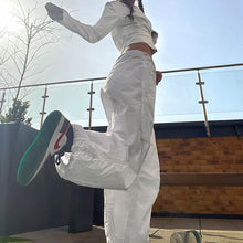 Laden Sie das Bild in den Galerie-Viewer, Lockere Cargohose mit mehreren Taschen und Kordelzug