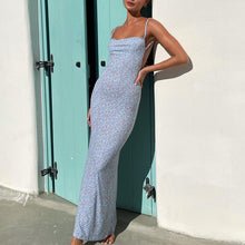 Laden Sie das Bild in den Galerie-Viewer, Sexy rückenfreies langes Kleid mit Blumenmuster für Damen