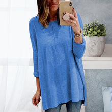 Laden Sie das Bild in den Galerie-Viewer, Langärmeliges T-Shirt mit Rundhalsausschnitt