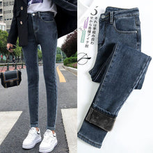 Laden Sie das Bild in den Galerie-Viewer, Verdickte Elastische Fleece-Bleistifthose für Damen