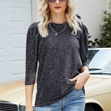 Laden Sie das Bild in den Galerie-Viewer, Rundhals-Bluse mit mittellangen Ärmeln
