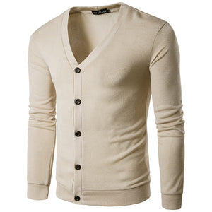Einfarbige Strickjacke mit V-Ausschnitt