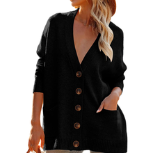 Laden Sie das Bild in den Galerie-Viewer, Einfarbige Strickjacke mit Tasche