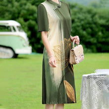 Laden Sie das Bild in den Galerie-Viewer, Klassisches Stilvolles Kleid mit Lotusmuster