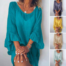 Laden Sie das Bild in den Galerie-Viewer, Leinenkleid mit Rüschenärmeln