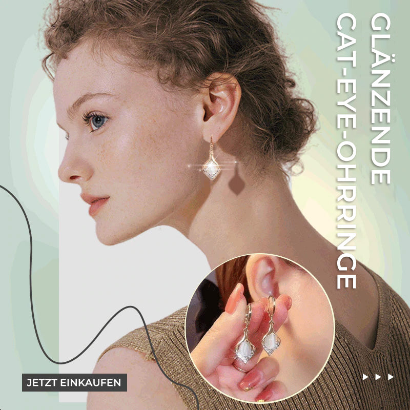 Glänzende Katzenaugen-Ohrringe
