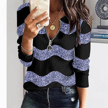 Laden Sie das Bild in den Galerie-Viewer, Reißverschluss-Sweatshirt mit geometrischem abstraktem Print