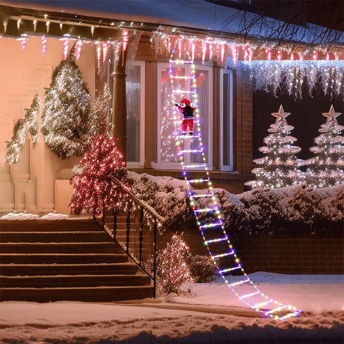 Weihnachtsleiter Dekoration Lichter mit Weihnachtsmann