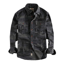 Laden Sie das Bild in den Galerie-Viewer, Langärmliges Arbeitshemd mit Tarnmuster für Herren