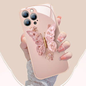 3D-Schmetterlingsmuster Glas Handyhülle für iPhone