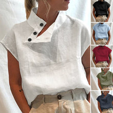 Laden Sie das Bild in den Galerie-Viewer, Ärmelloses Einfarbiges Stehkragenhemd für Damen