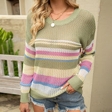 Laden Sie das Bild in den Galerie-Viewer, Gestreifter Farbblock-Strickpullover