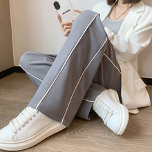 Laden Sie das Bild in den Galerie-Viewer, Seitengestreifte Hochhaushose mit weitem Bein