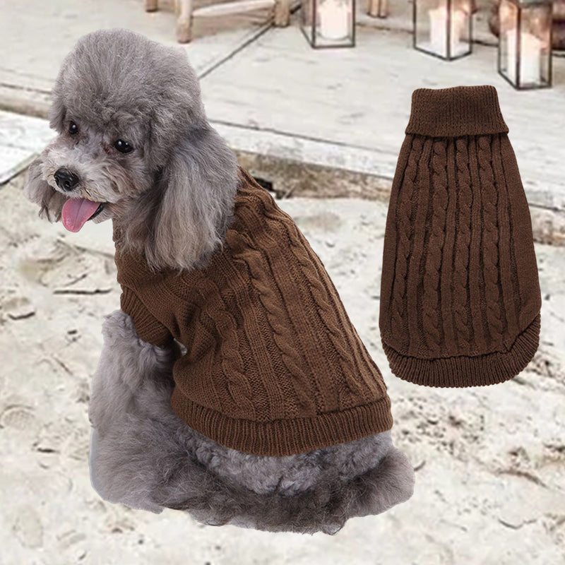 Haustier Winter Zopfmuster Strickpullover
