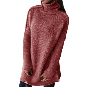 Einfarbiger Rollkragenpullover mit langen Ärmeln
