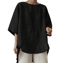 Laden Sie das Bild in den Galerie-Viewer, Einfarbiges Lässiges Lockeres Damenhemd mit Rundhalsausschnitt