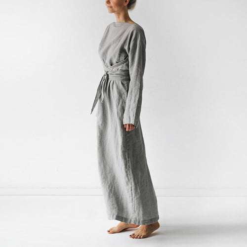 Lockeres Schnürkleid aus Baumwolle und Leinen