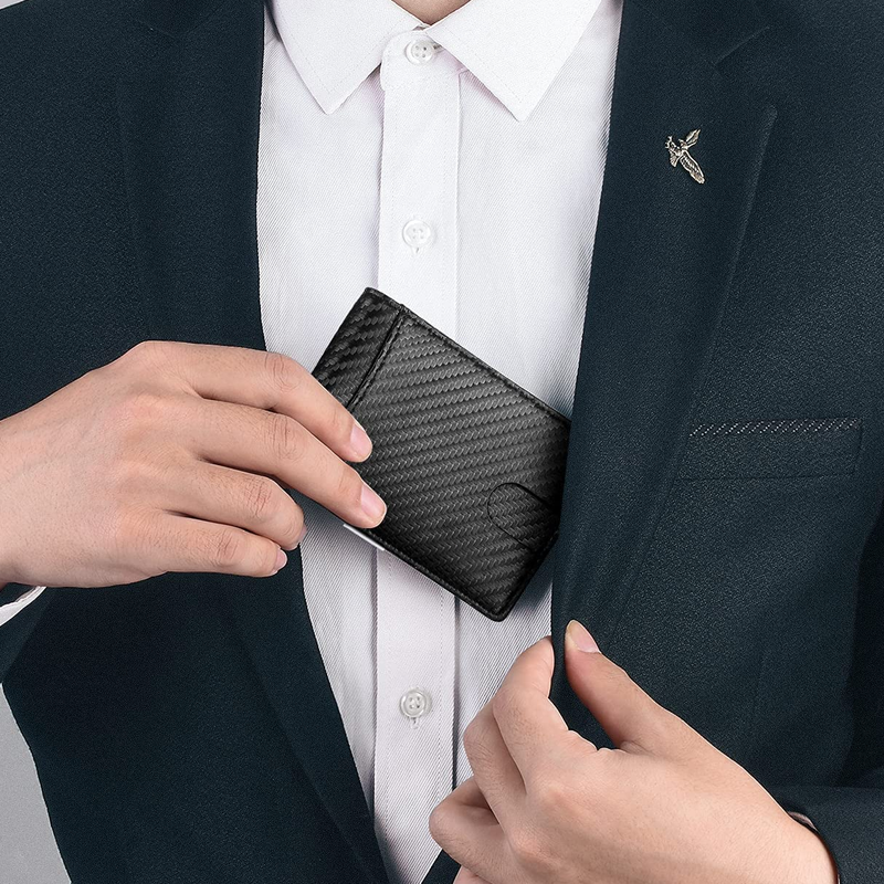 Schwarze Herren-Geldbörse aus Kohlefaser mit RFID-Blockierung