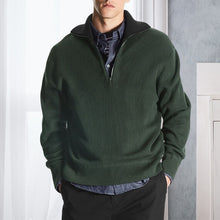 Laden Sie das Bild in den Galerie-Viewer, Einfarbiger Pullover mit halbem Reißverschluss