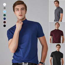 Laden Sie das Bild in den Galerie-Viewer, Schmal geschnittenes T-Shirt mit Stehkragen für Herren