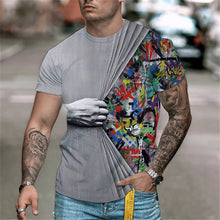 Laden Sie das Bild in den Galerie-Viewer, Herren-T-Shirt mit 3D-Druck und Rundhalsausschnitt