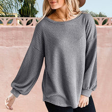 Laden Sie das Bild in den Galerie-Viewer, Damenhemd mit Ballonärmeln und Rundhalsausschnitt