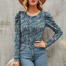 Laden Sie das Bild in den Galerie-Viewer, Bedrucktes Rundhals-T-Shirt mit schmaler Taille