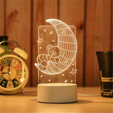 Laden Sie das Bild in den Galerie-Viewer, 3D Nachtlicht USB-Stecker dimmbare LED-Schlafzimmer-Nachttischlampe